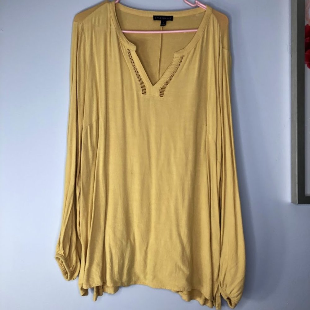 Yellow Lane Bryant Boho Peasant Top